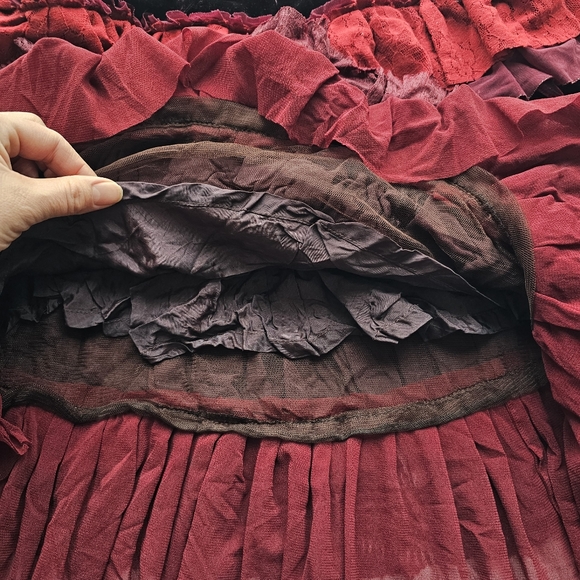 Sarissa Designs, Velvet Purple Red Boho Ruffles Skirt, - Picture 7 of 11
